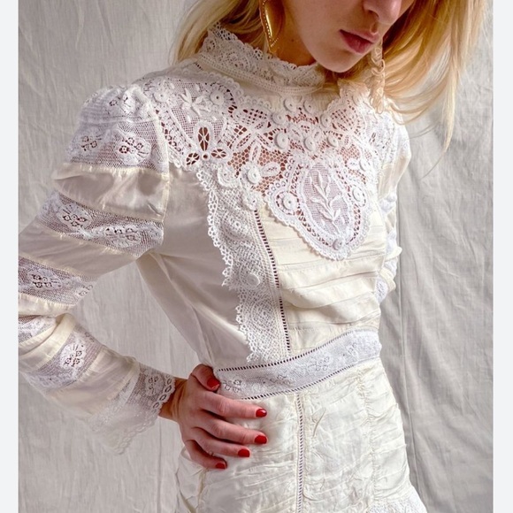 Loveshackfancy Harmon Silk Mini Dress in Ivory - Picture 3 of 4